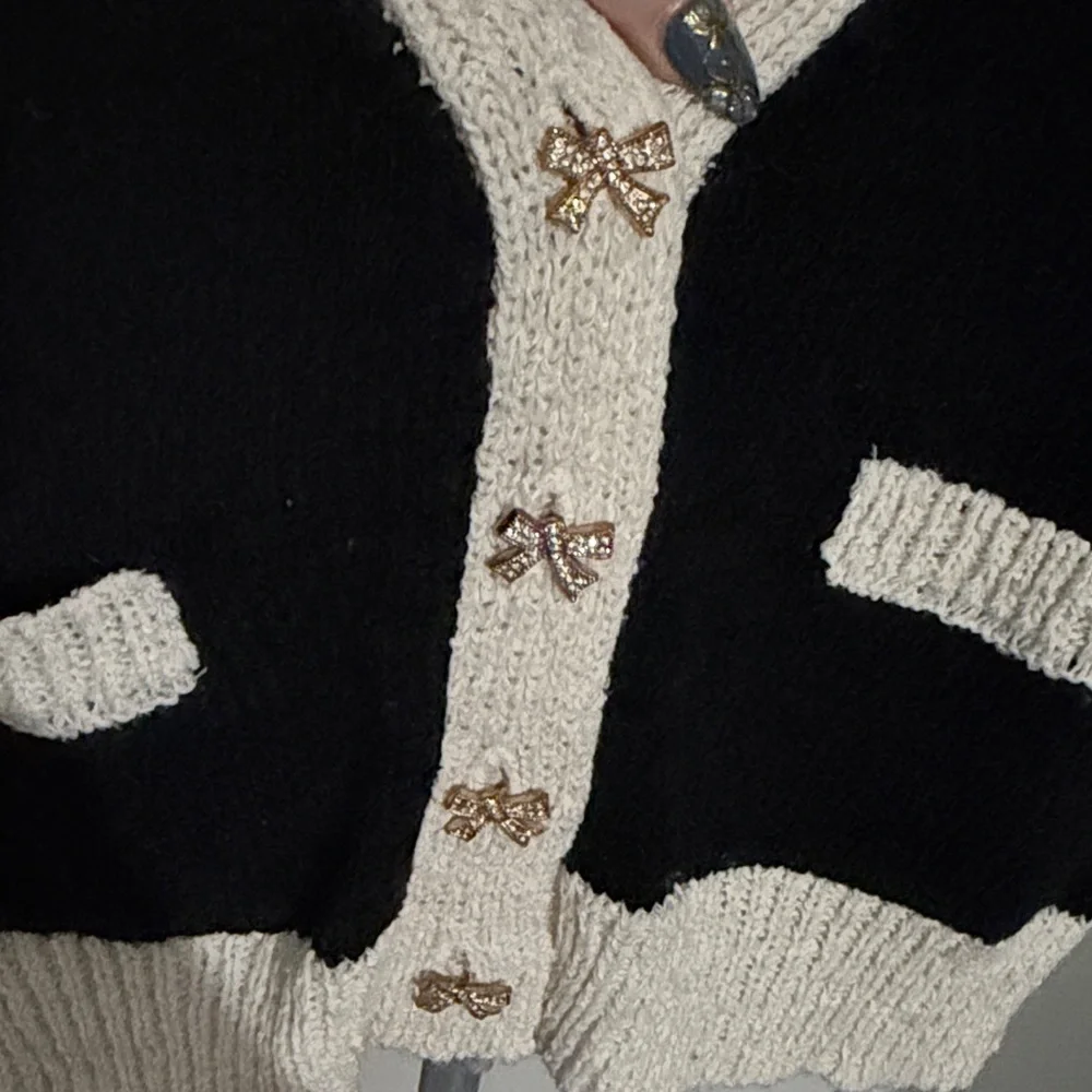 Altar'd State Black and Cream Cardigan